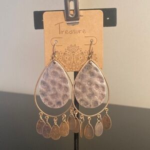 Gold and Silver Teardrop Dangle Earrings